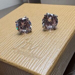 JTV Sparkling Silver and White Stud Earrings